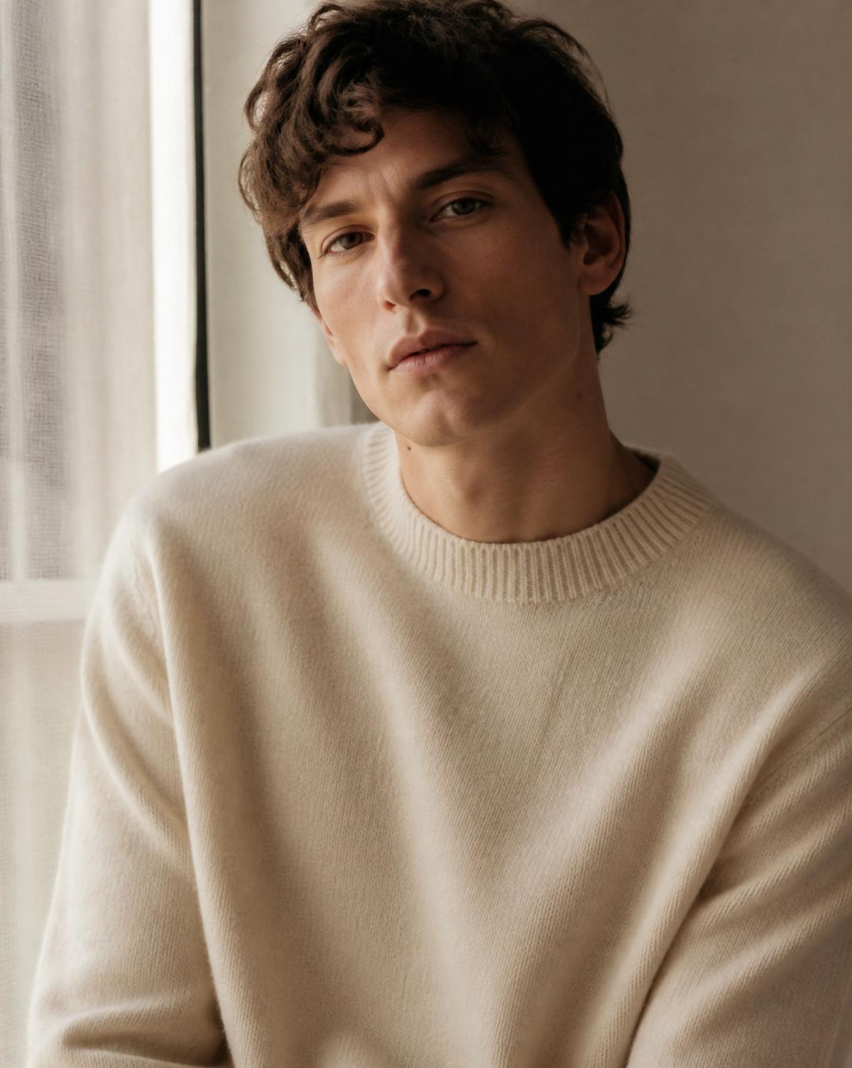 Keanu Zeller in cream cashmere